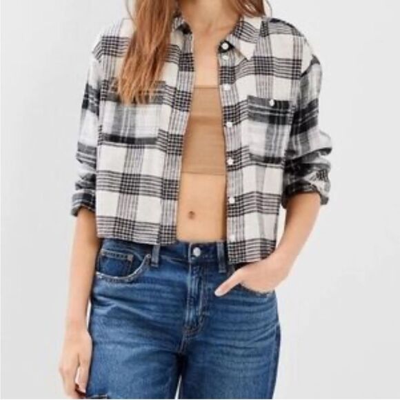 American Eagle Outfitters Flannel Checkered Crop - Picture 1 of 5